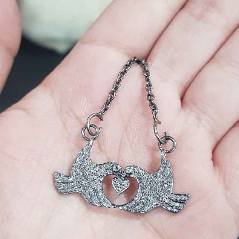 Love Bird Pendent With Pave Layers