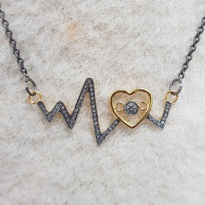 Glamorous Heart Beat Designer Pave Diamond Charming Pendent