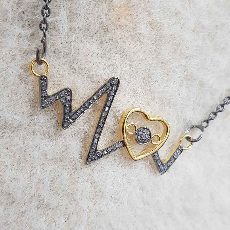 Glamorous Heart Beat Designer Pave Diamond Charming Pendent