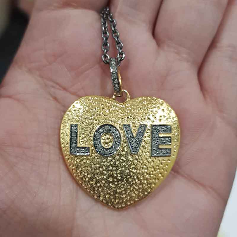 Yellow And Black Beautiful Heart With Love Designer Pendent