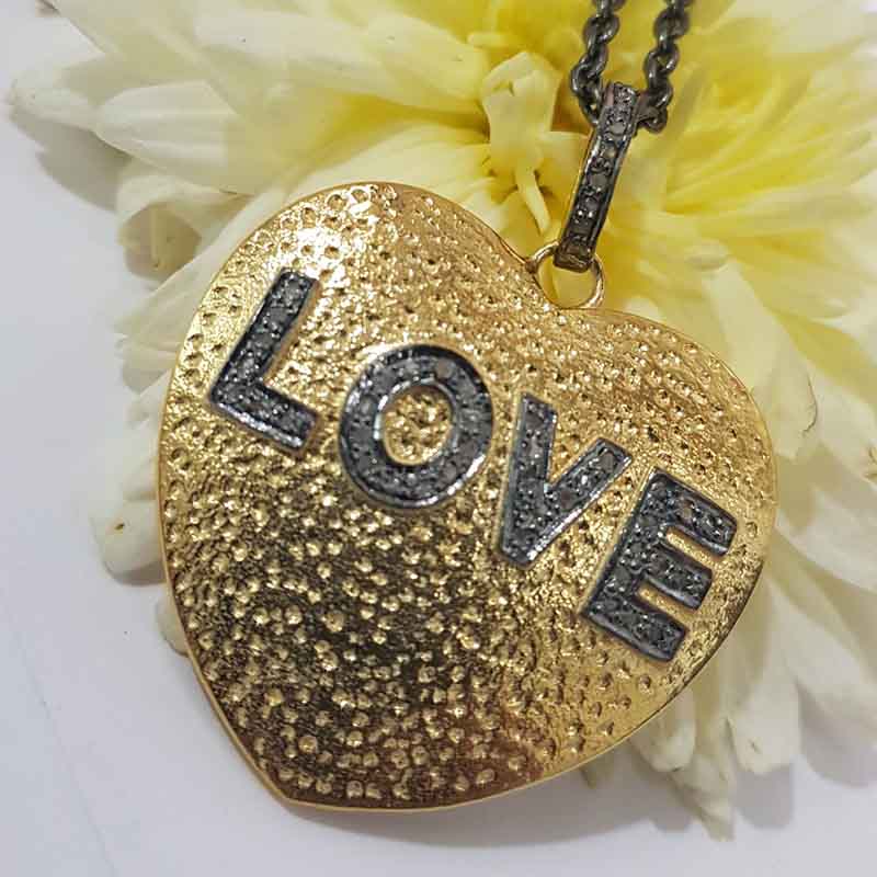 Yellow And Black Beautiful Heart With Love Designer Pendent