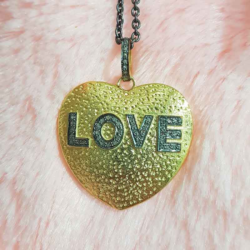 Yellow And Black Beautiful Heart With Love Designer Pendent