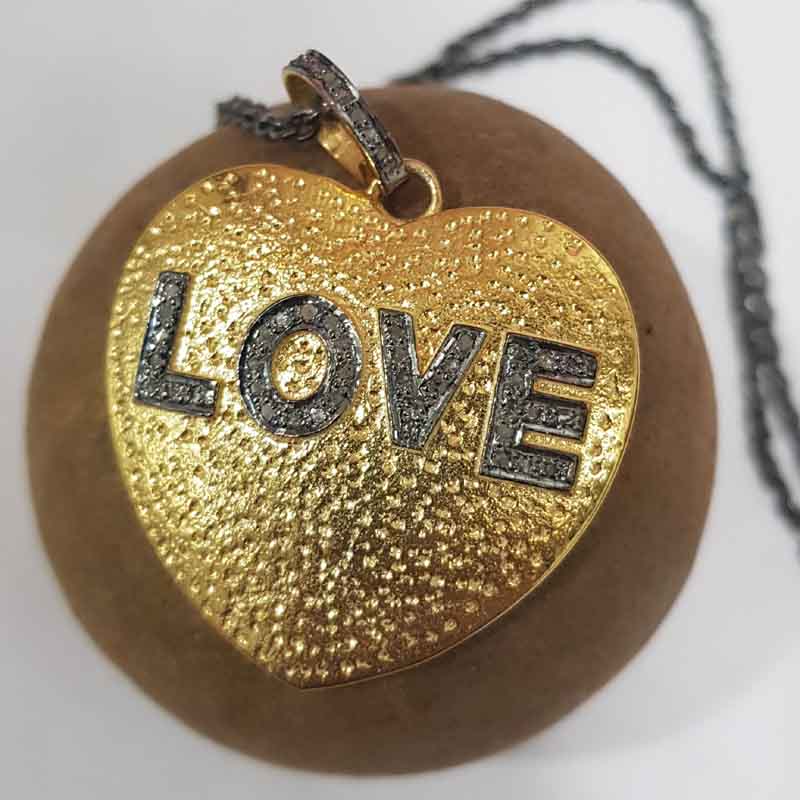 Yellow And Black Beautiful Heart With Love Designer Pendent