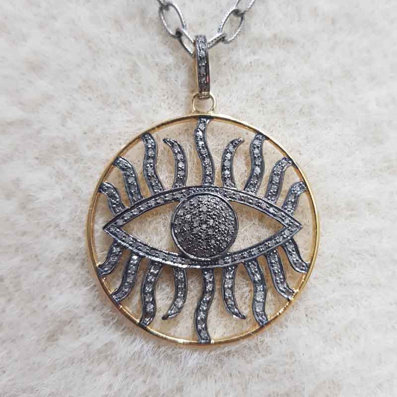 Round Fancy Designer Evil Eye Pendent