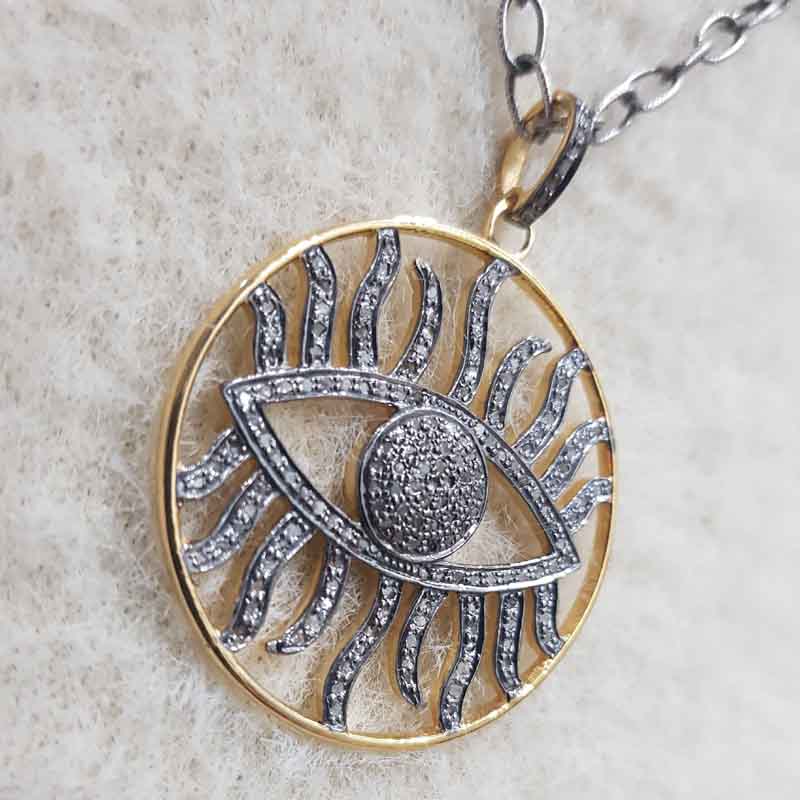 Round Fancy Designer Evil Eye Pendent