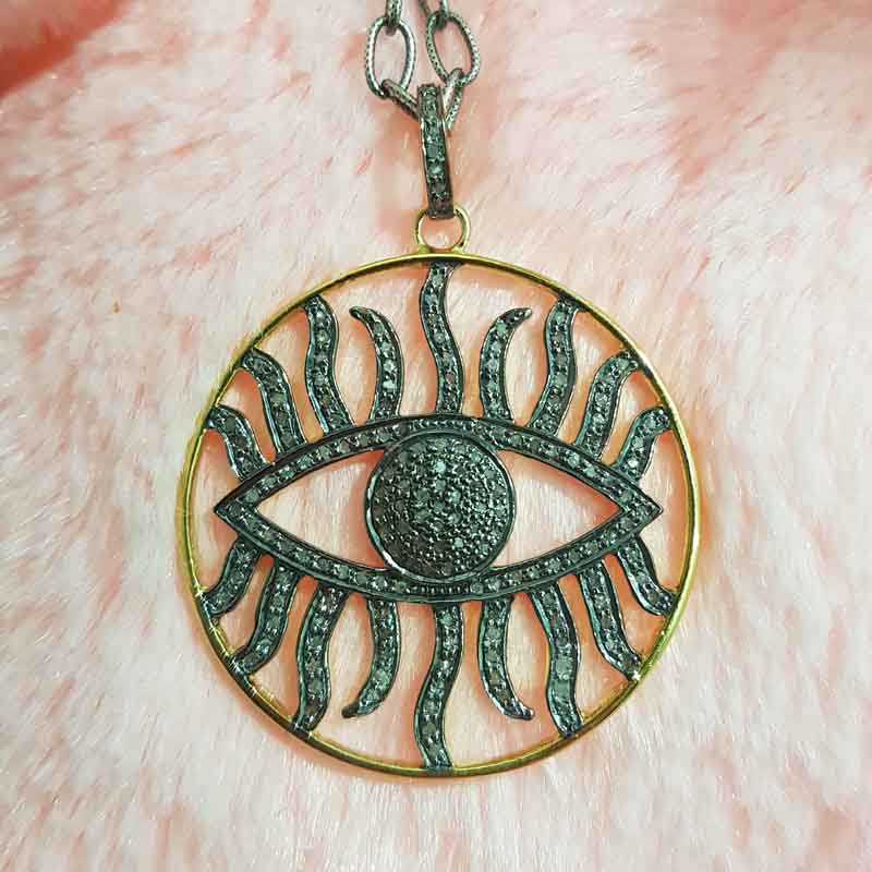 Round Fancy Designer Evil Eye Pendent