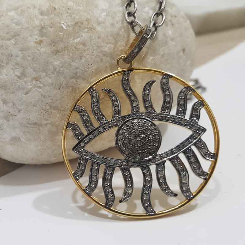 Round Fancy Designer Evil Eye Pendent