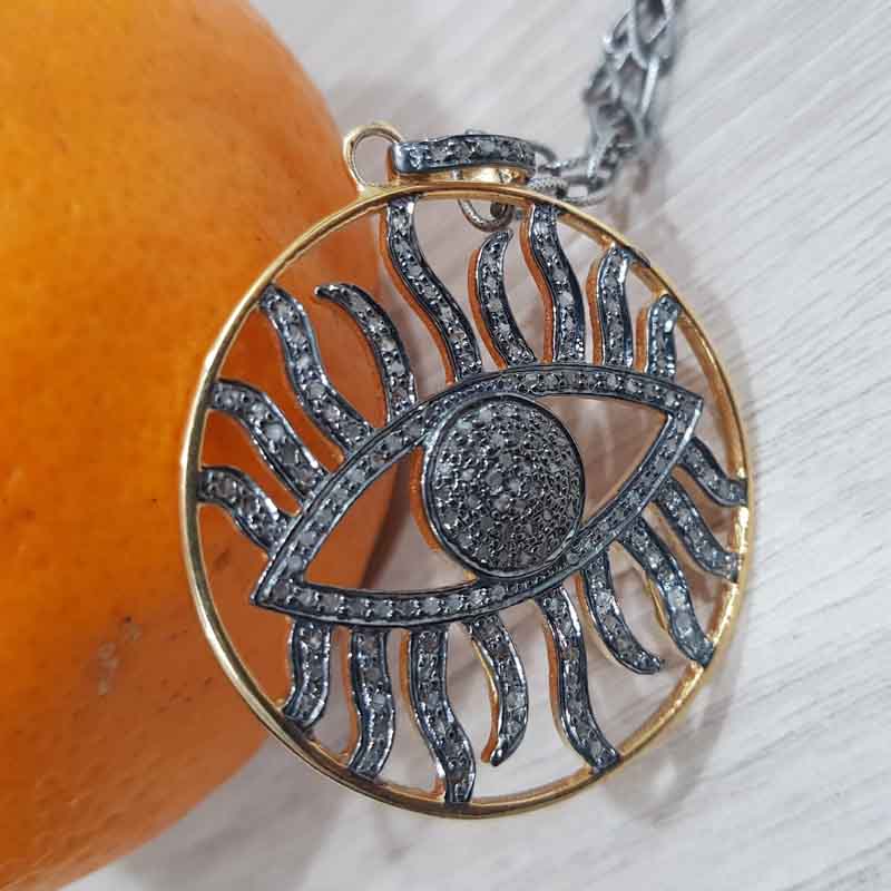 Round Fancy Designer Evil Eye Pendent