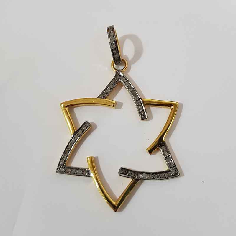 Lovely Yellow And Black Plated Pave Diamond Star Pendent