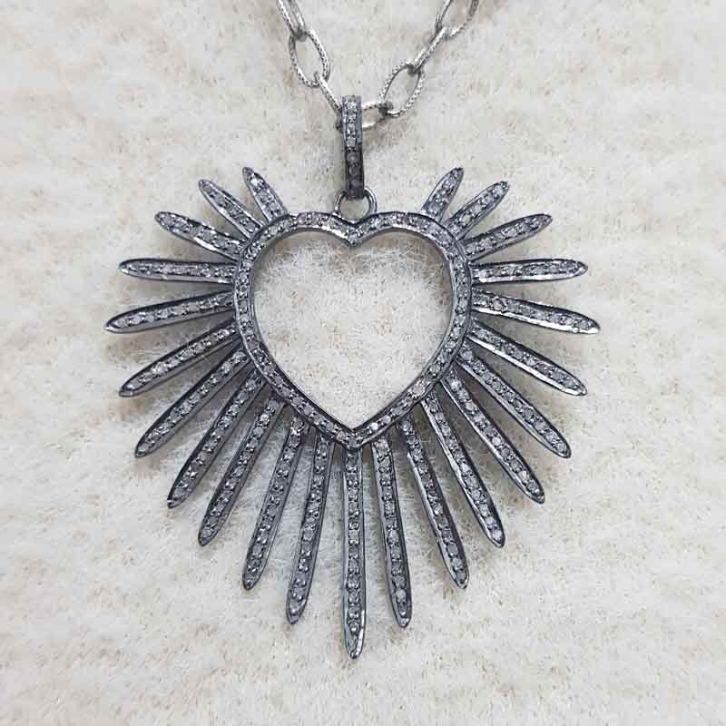 Stylish Heart Designer Pendent With Pave Layers