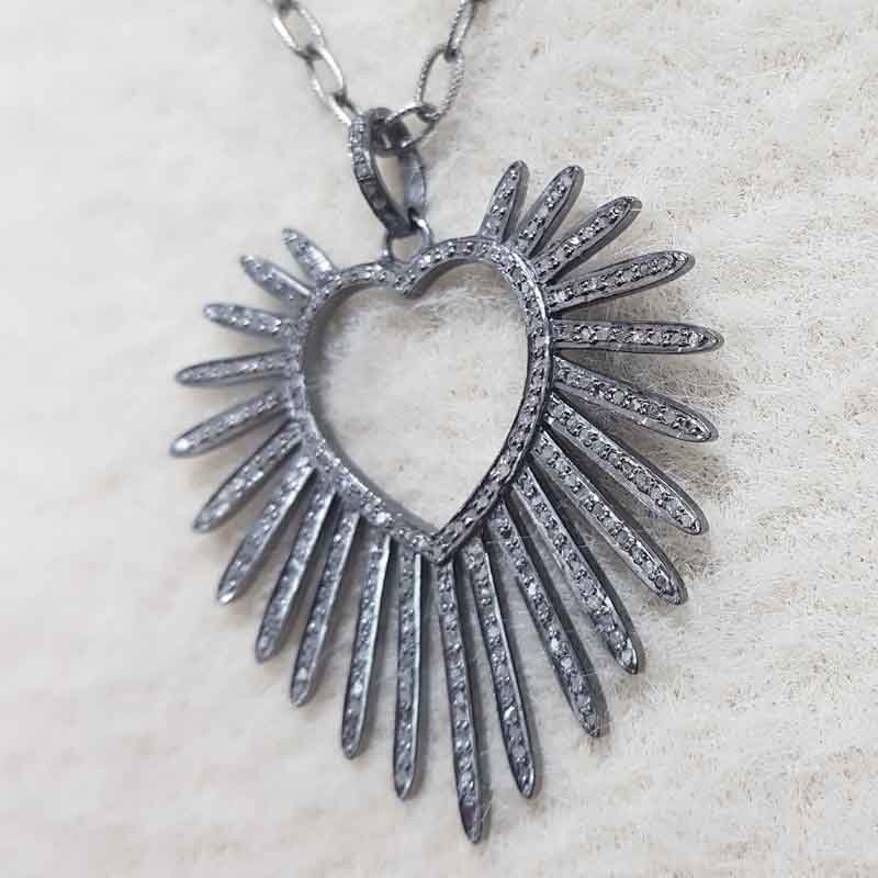 Stylish Heart Designer Pendent With Pave Layers