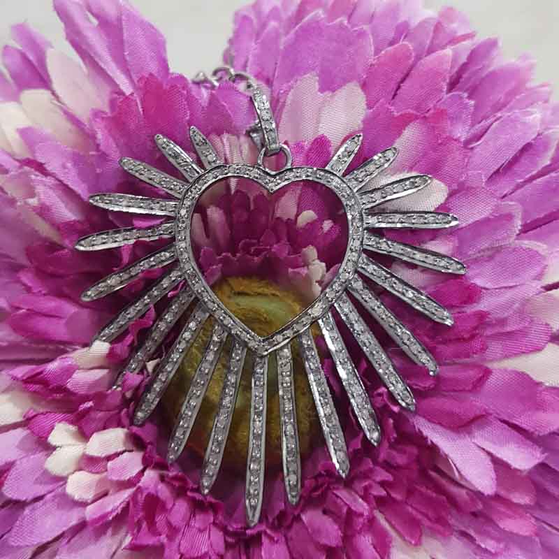 Stylish Heart Designer Pendent With Pave Layers