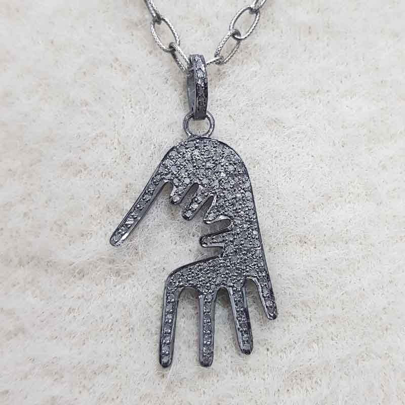 Black Beautiful Designer Hamsa Hand Pendent