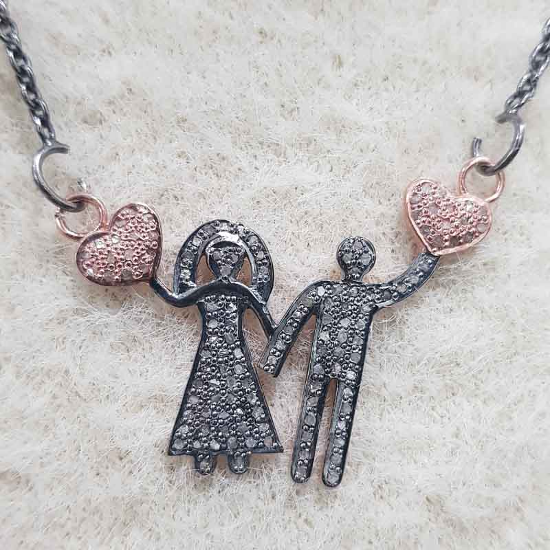 Beautiful Love Couple Pendent With Pave Diamond layers