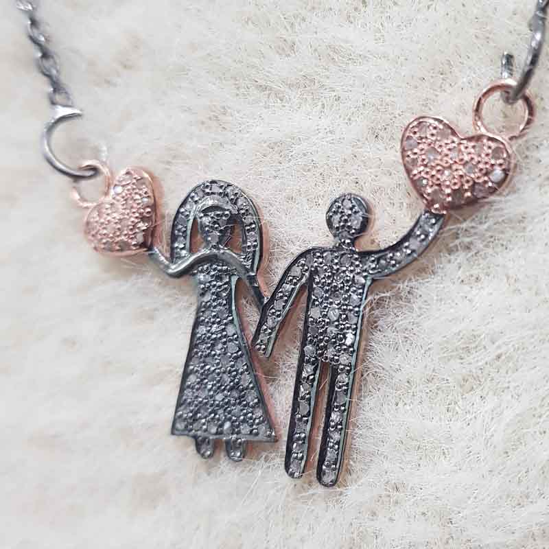 Beautiful Love Couple Pendent With Pave Diamond layers