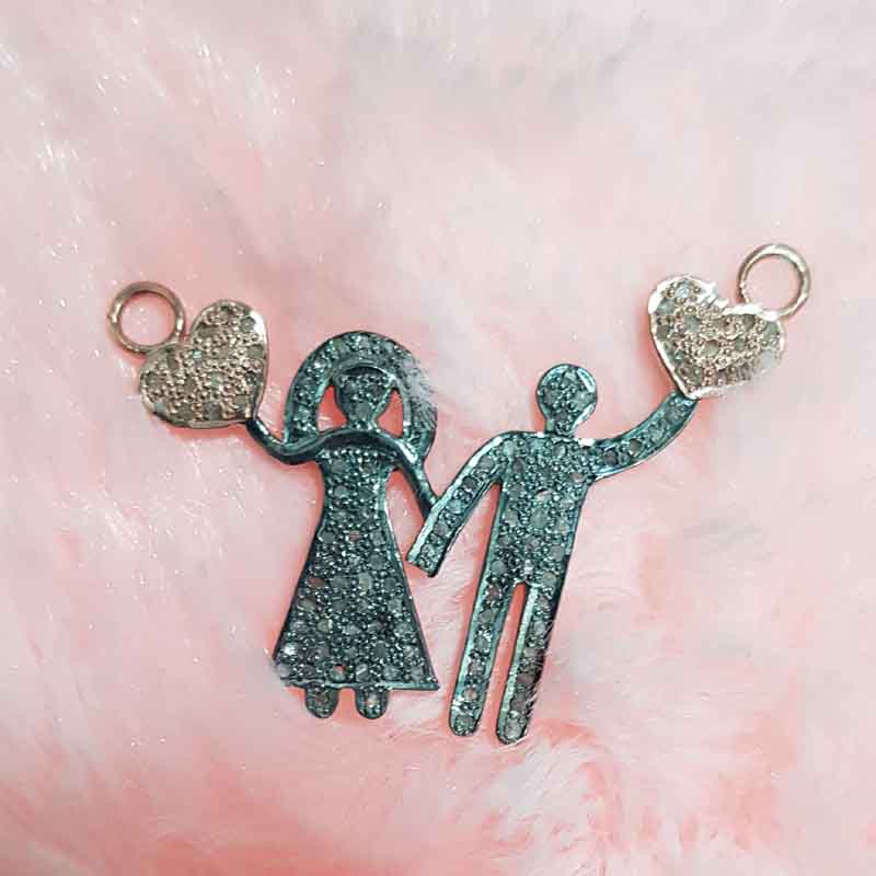 Beautiful Love Couple Pendent With Pave Diamond layers