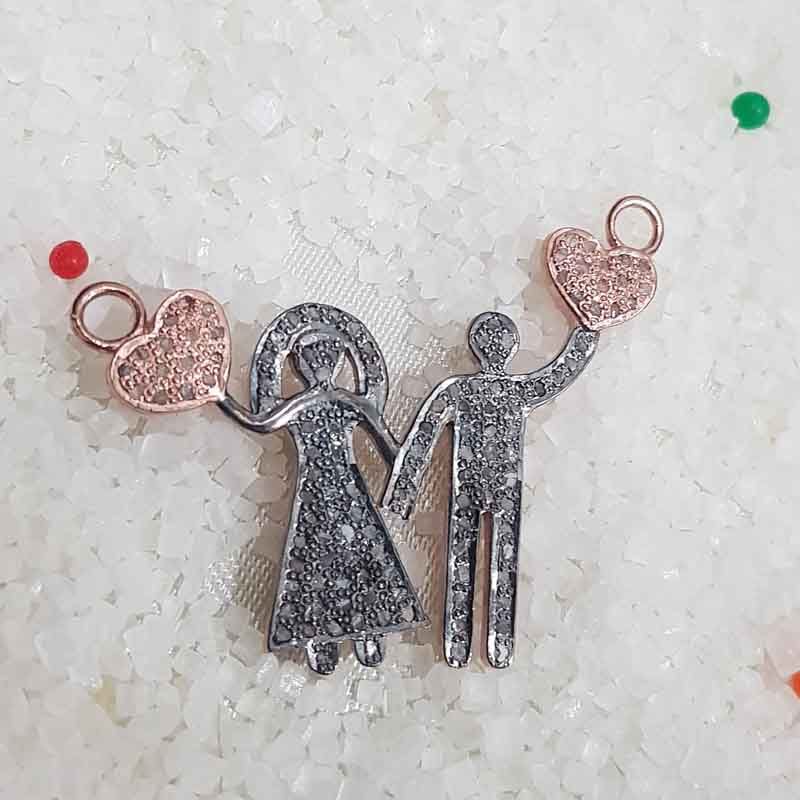 Beautiful Love Couple Pendent With Pave Diamond layers