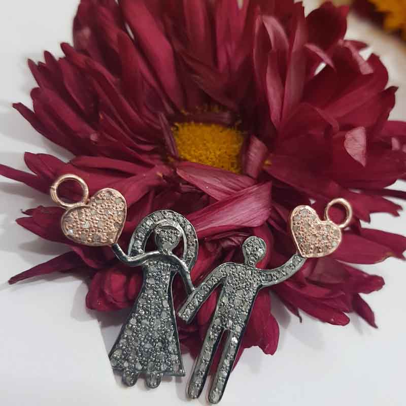 Beautiful Love Couple Pendent With Pave Diamond layers