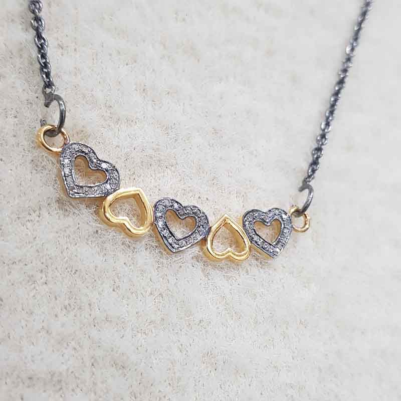 Gorgeous Pave Diamond Joined Heart Pendent