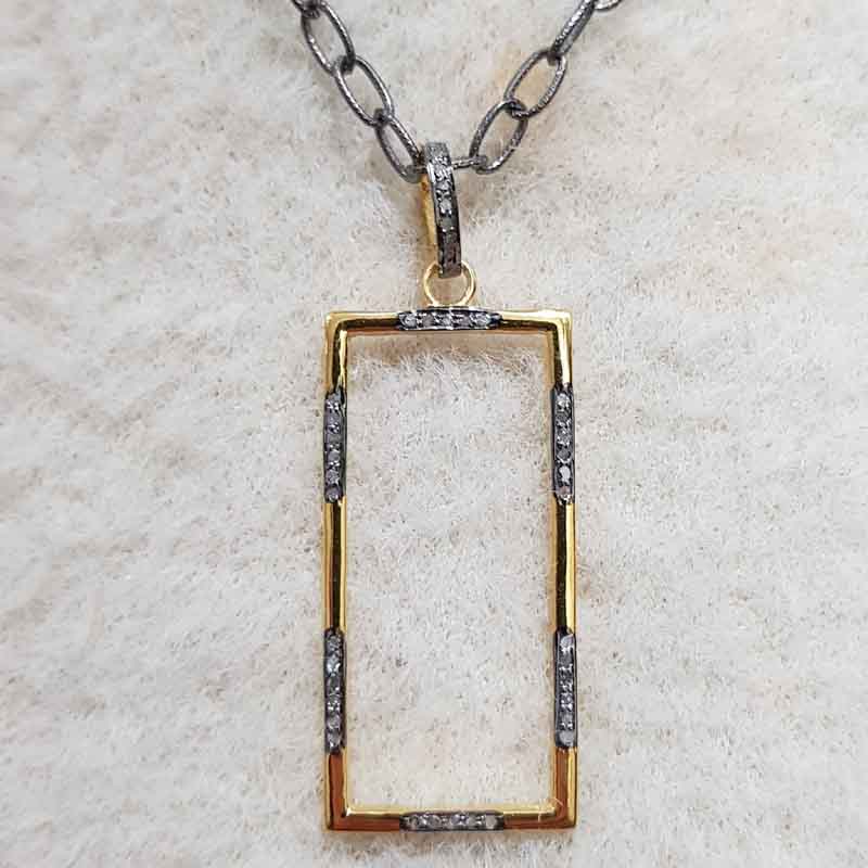 Natural Pave Diamond Super Stylish Silver Pendent