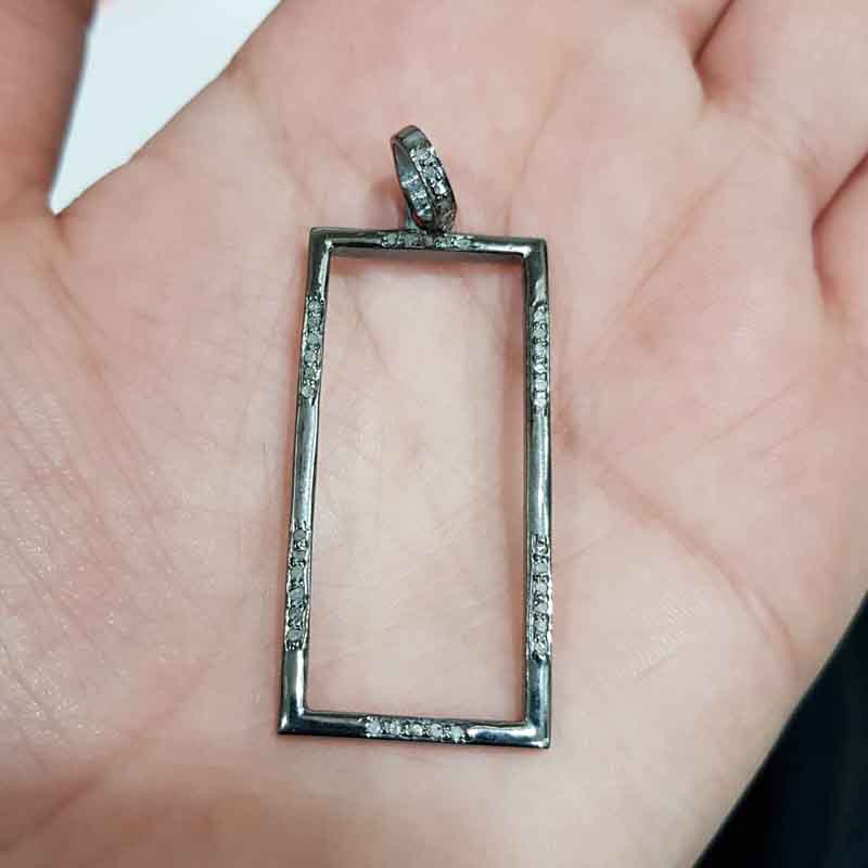 Natural Pave Diamond Super Stylish Silver Pendent