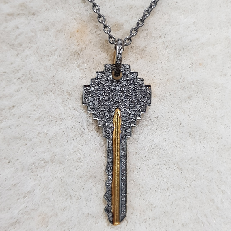 Attractive Pave Diamond Handmade Key Designer Pendent