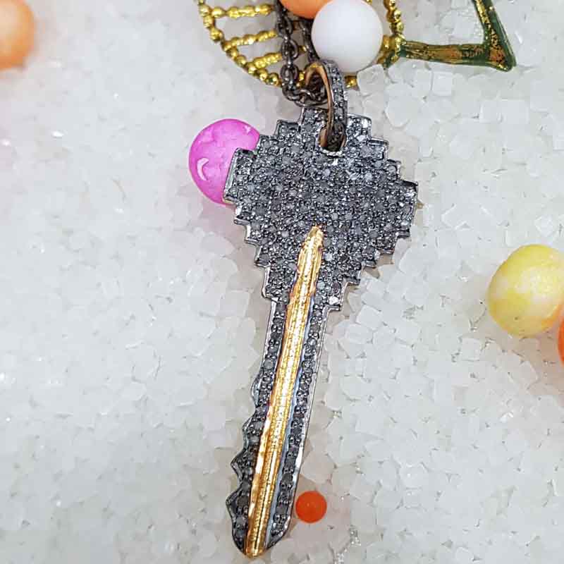 Attractive Pave Diamond Handmade Key Designer Pendent