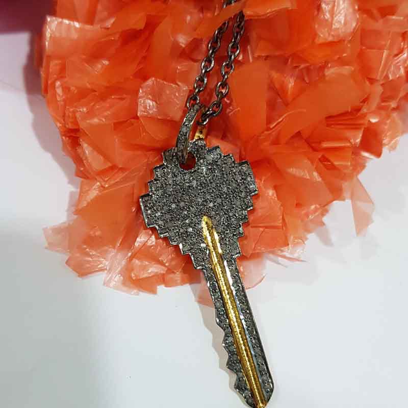 Attractive Pave Diamond Handmade Key Designer Pendent