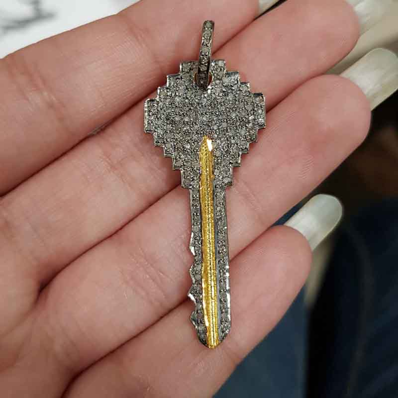 Attractive Pave Diamond Handmade Key Designer Pendent