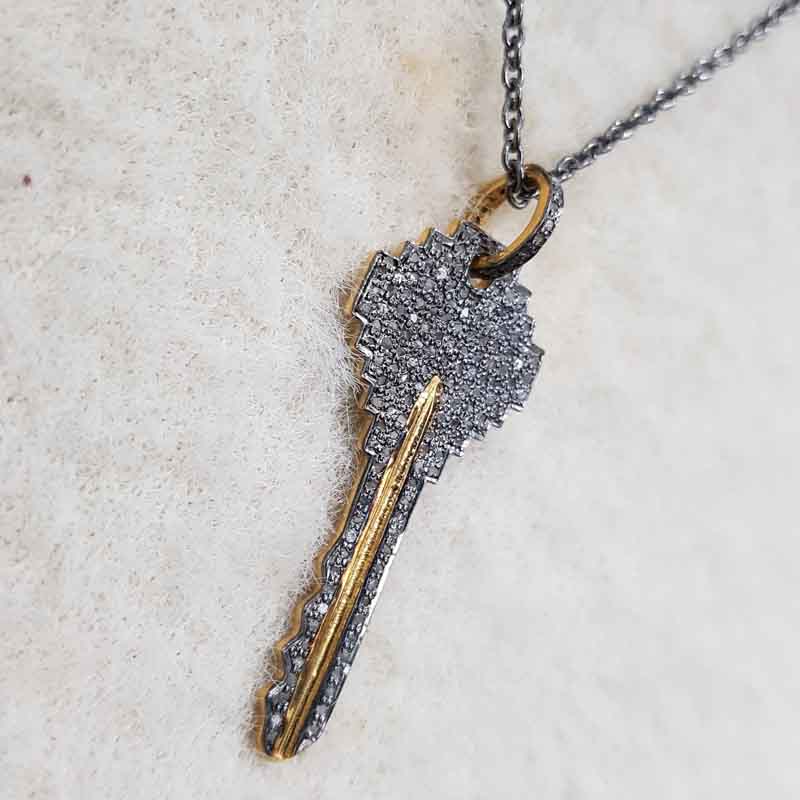 Attractive Pave Diamond Handmade Key Designer Pendent