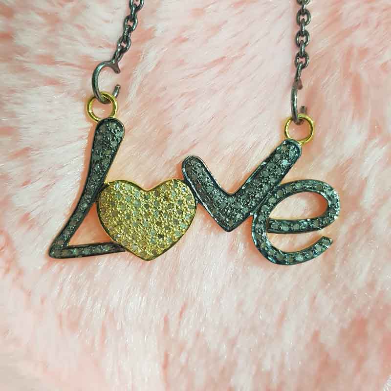 Love Pendent With Natural Pave Diamond layers