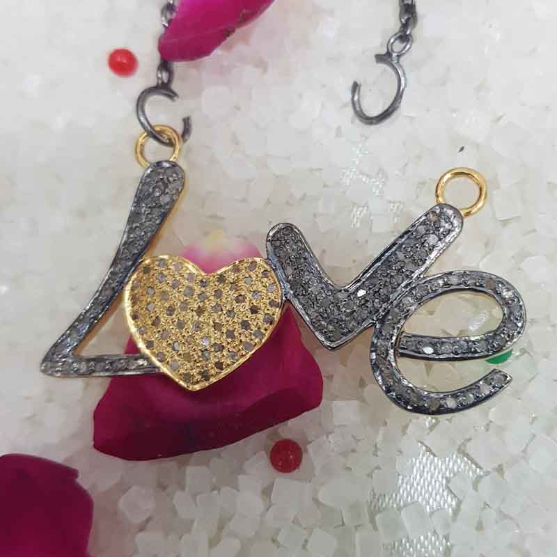 Love Pendent With Natural Pave Diamond layers