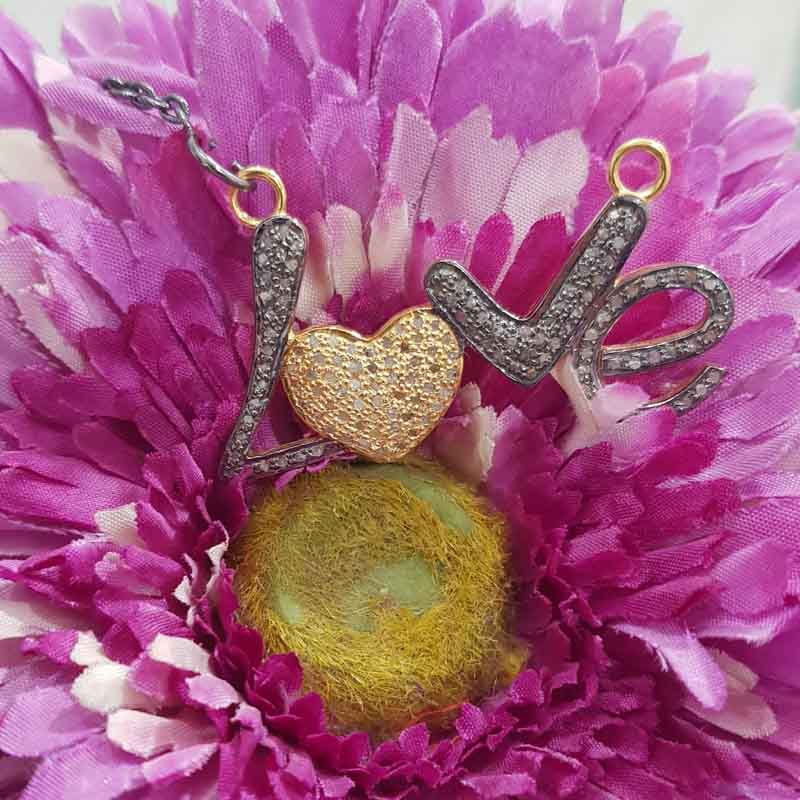 Love Pendent With Natural Pave Diamond layers