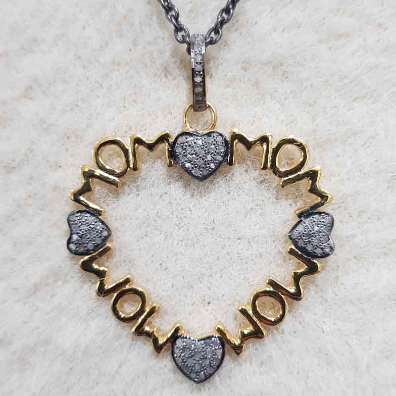 Glorious Mom Love Pendent With Little Pave Hearts