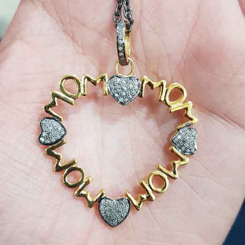 Glorious Mom Love Pendent With Little Pave Hearts