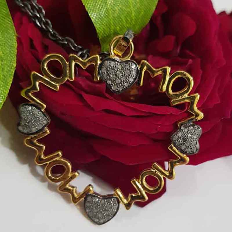 Glorious Mom Love Pendent With Little Pave Hearts