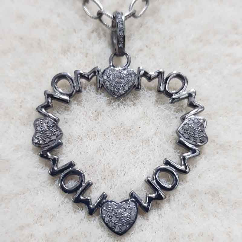 Glorious Mom Love Pendent With Little Pave Hearts