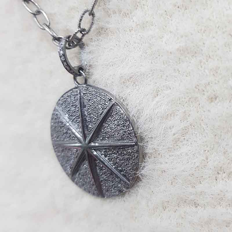 Unique Designer Round Star Pendent With pave Layers