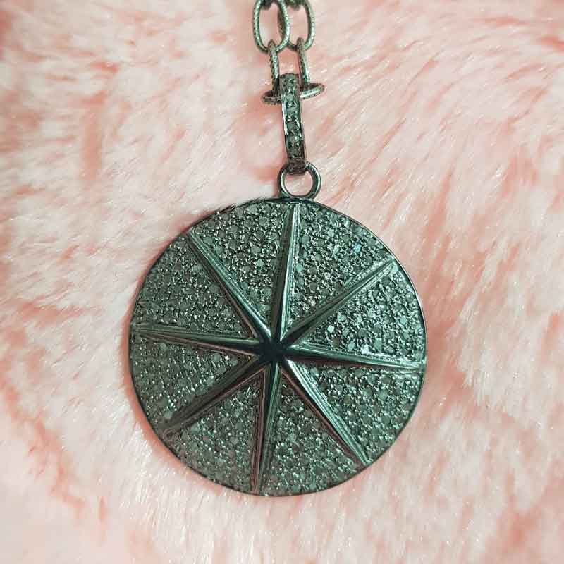 Unique Designer Round Star Pendent With pave Layers