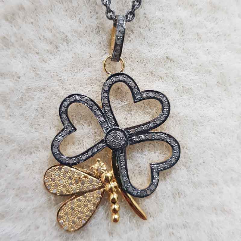 Shiny Handmade Designer Butterfly Style Heart Flower Pendent