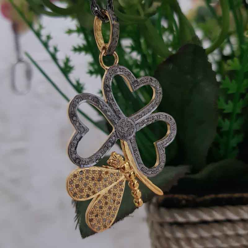 Shiny Handmade Designer Butterfly Style Heart Flower Pendent