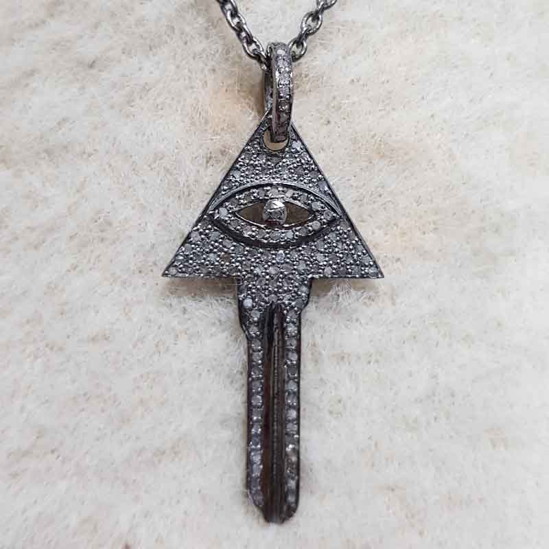 Attractive Key Shape Designer Silver Pendent