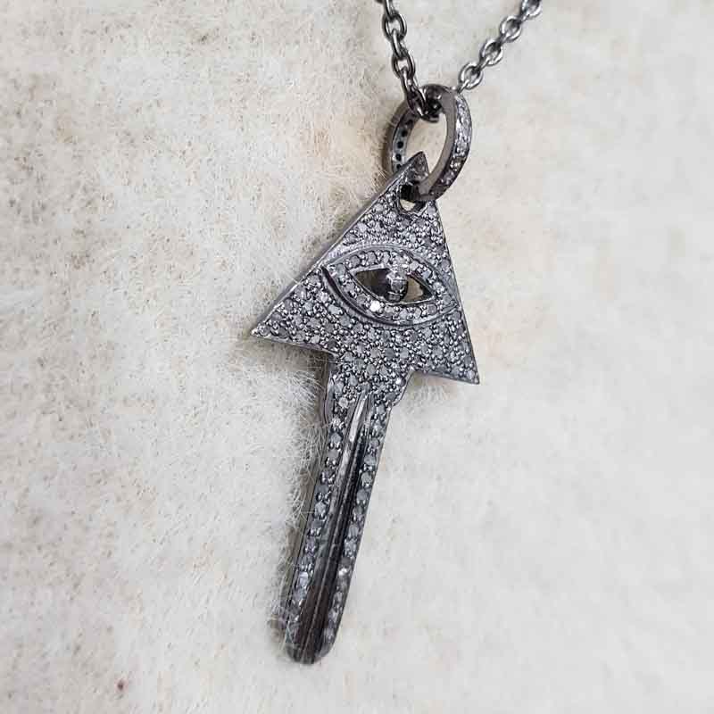 Attractive Key Shape Designer Silver Pendent