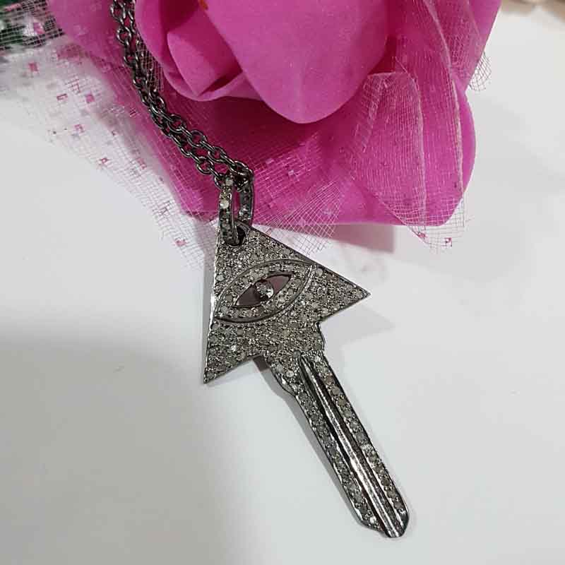 Attractive Key Shape Designer Silver Pendent