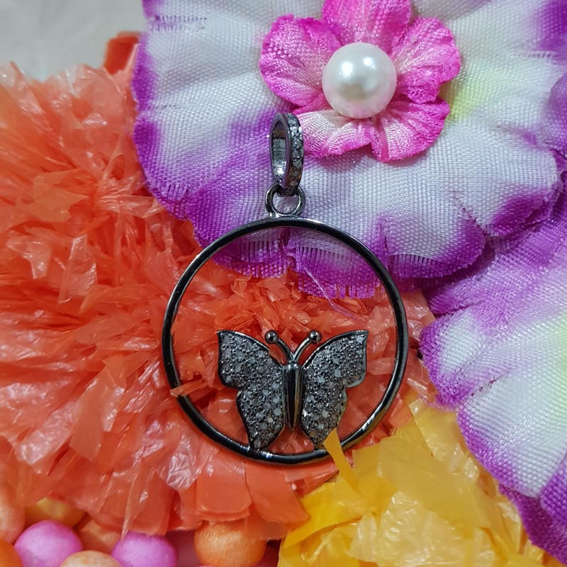 New Stylish Designer Handmade Beautiful Butterfly Pendant With Pave Diamond