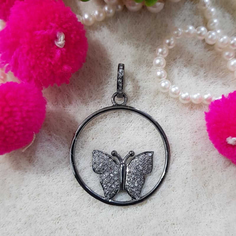 New Stylish Designer Handmade Beautiful Butterfly Pendant With Pave Diamond