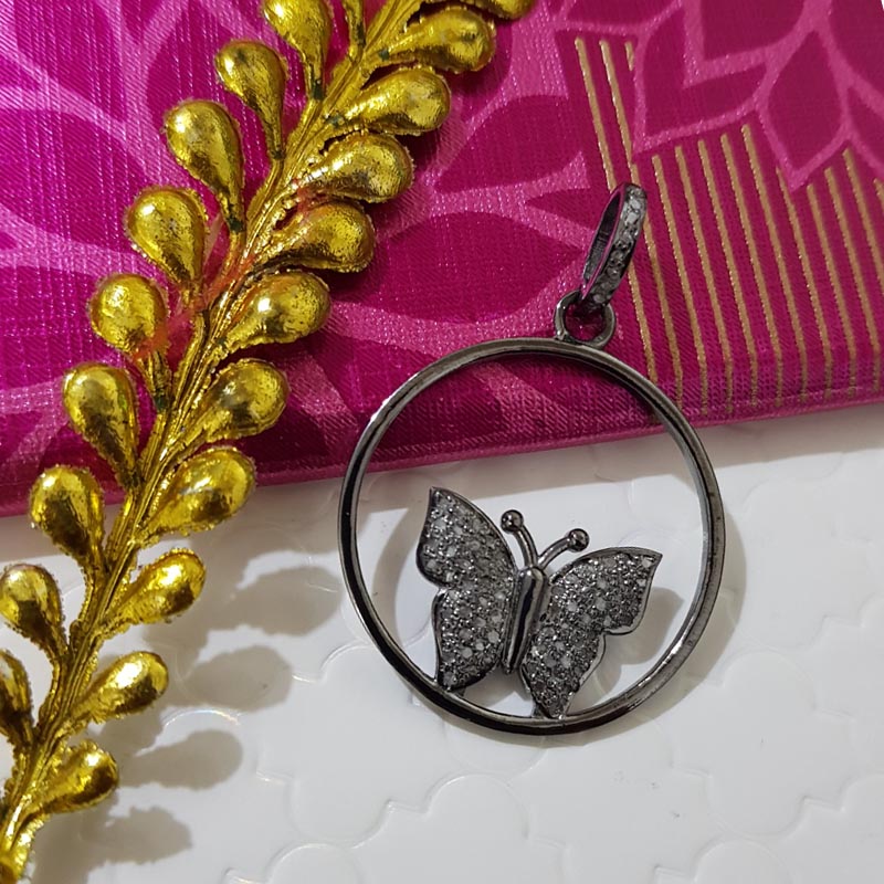 New Stylish Designer Handmade Beautiful Butterfly Pendant With Pave Diamond