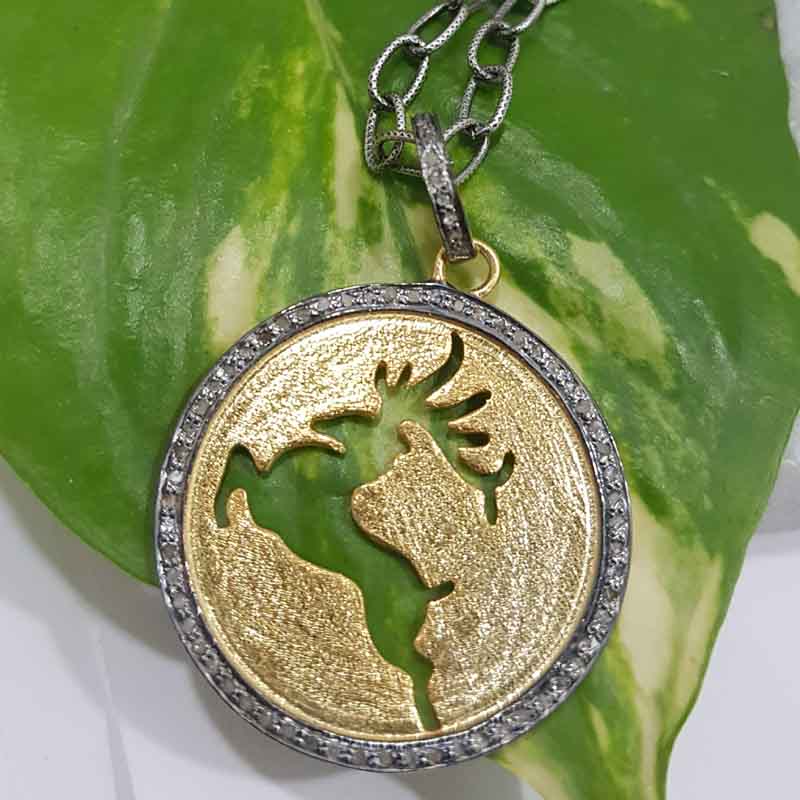 Handmade Designer Deer In Round Coin Jewelry Pendent