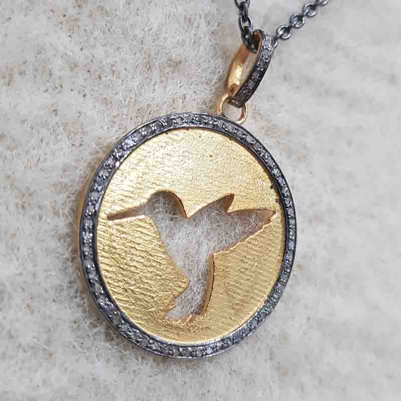 Bird In Round Coin Pendent