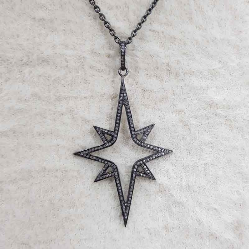 Graceful Pave Diamond Handmade Designer Star Pendent